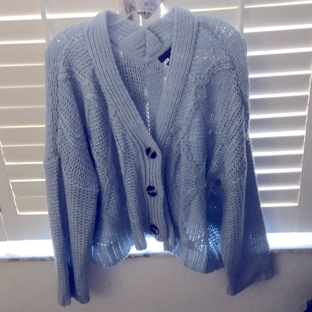 Aqua size large powder blue cardigan